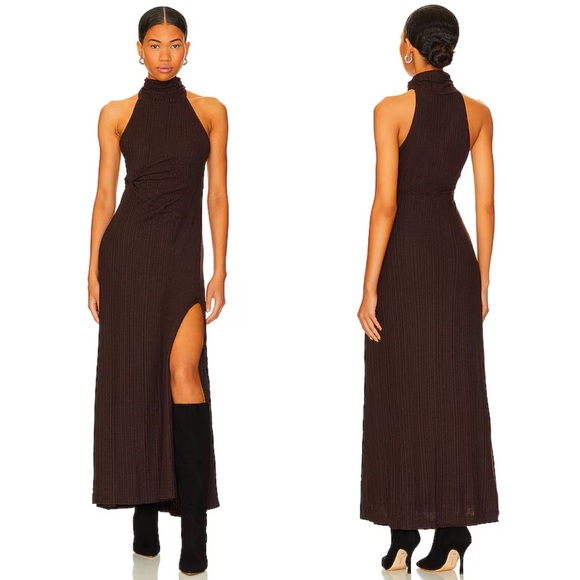 Free People Dresses & Skirts - NWT Free People Athea Halter Neck Maxi Dress Espresso Bean Brown